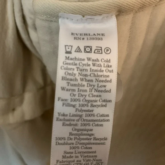 Everlane The Organic Cotton Quilted Shirt Jacket Cream Parchment M - Picture 10 of 13